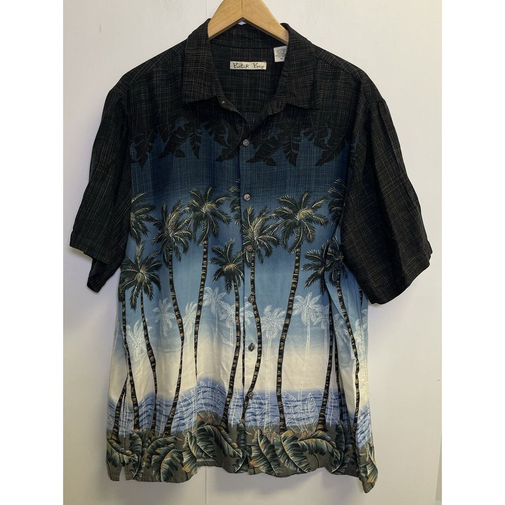 BATIK BAY Men's Size XL Hawaiian Shirt Short Sleeve Button‎ Down Rayon Tropical